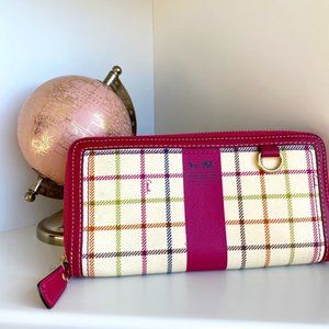 Coach NWOT Leather Cream MultiTattersall Bleeker